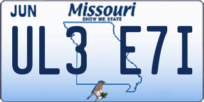 MO license plate UL3E7I