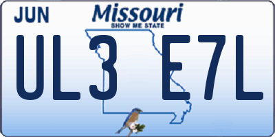 MO license plate UL3E7L