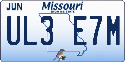 MO license plate UL3E7M