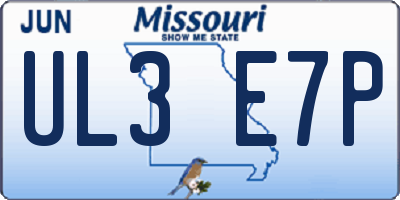 MO license plate UL3E7P