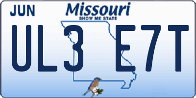 MO license plate UL3E7T