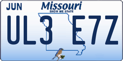 MO license plate UL3E7Z