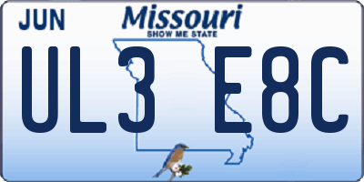 MO license plate UL3E8C