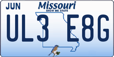 MO license plate UL3E8G