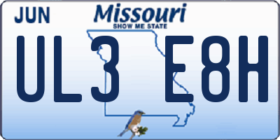 MO license plate UL3E8H