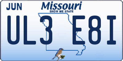 MO license plate UL3E8I