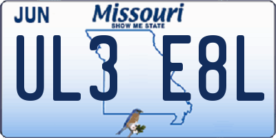 MO license plate UL3E8L