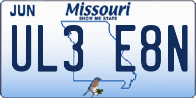MO license plate UL3E8N