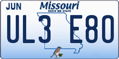 MO license plate UL3E8O