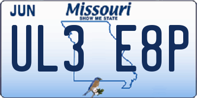 MO license plate UL3E8P