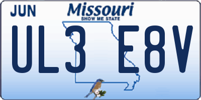 MO license plate UL3E8V