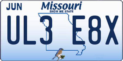 MO license plate UL3E8X