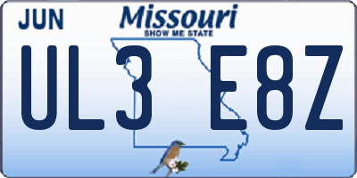 MO license plate UL3E8Z