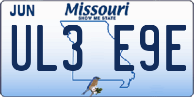 MO license plate UL3E9E