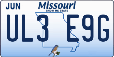 MO license plate UL3E9G