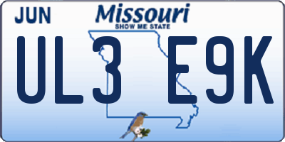 MO license plate UL3E9K