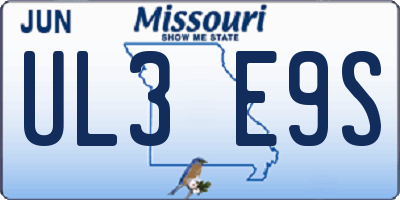 MO license plate UL3E9S