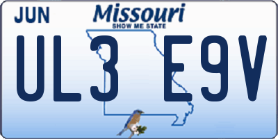 MO license plate UL3E9V