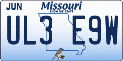 MO license plate UL3E9W
