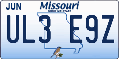 MO license plate UL3E9Z