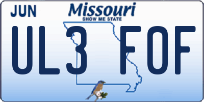 MO license plate UL3F0F