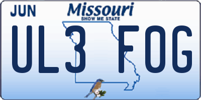 MO license plate UL3F0G