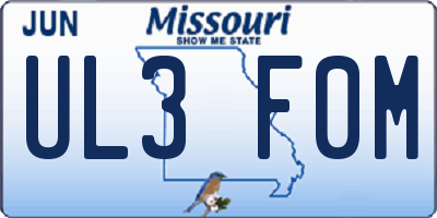 MO license plate UL3F0M