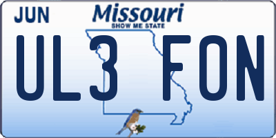 MO license plate UL3F0N