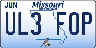 MO license plate UL3F0P