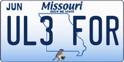 MO license plate UL3F0R