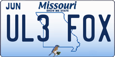MO license plate UL3F0X
