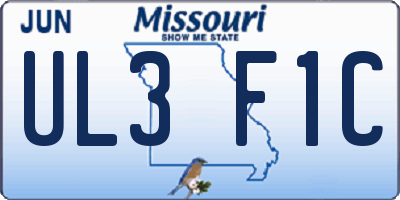MO license plate UL3F1C