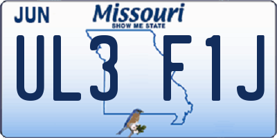 MO license plate UL3F1J