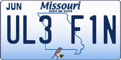 MO license plate UL3F1N