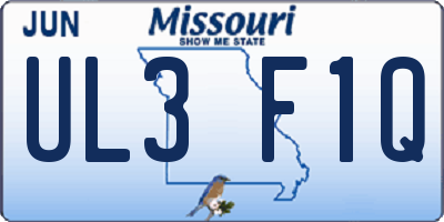MO license plate UL3F1Q