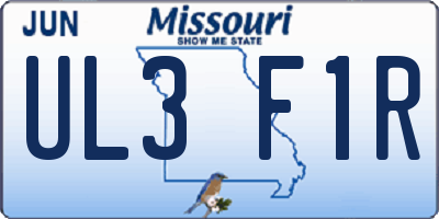 MO license plate UL3F1R