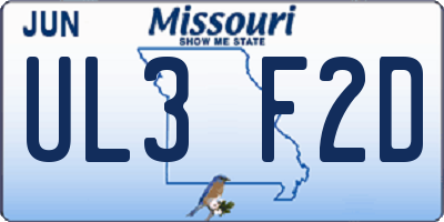 MO license plate UL3F2D