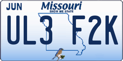MO license plate UL3F2K