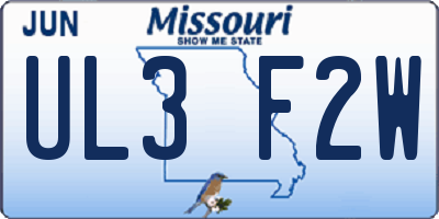 MO license plate UL3F2W