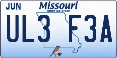 MO license plate UL3F3A
