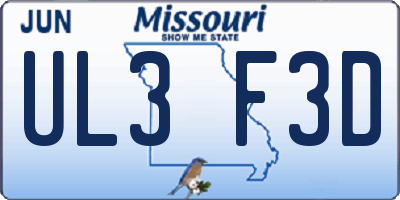 MO license plate UL3F3D