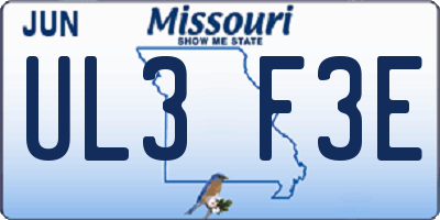 MO license plate UL3F3E