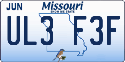 MO license plate UL3F3F