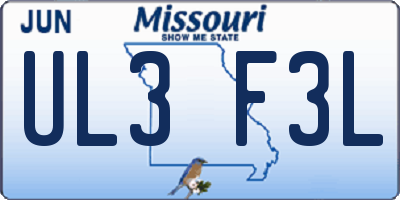 MO license plate UL3F3L