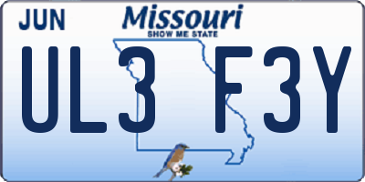 MO license plate UL3F3Y