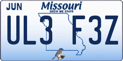 MO license plate UL3F3Z