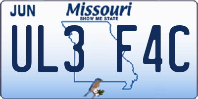 MO license plate UL3F4C