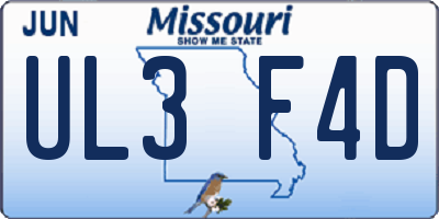 MO license plate UL3F4D