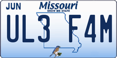 MO license plate UL3F4M