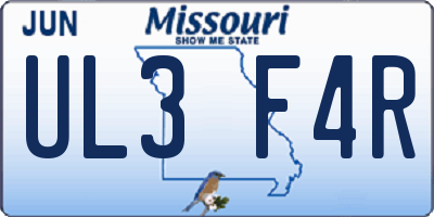 MO license plate UL3F4R